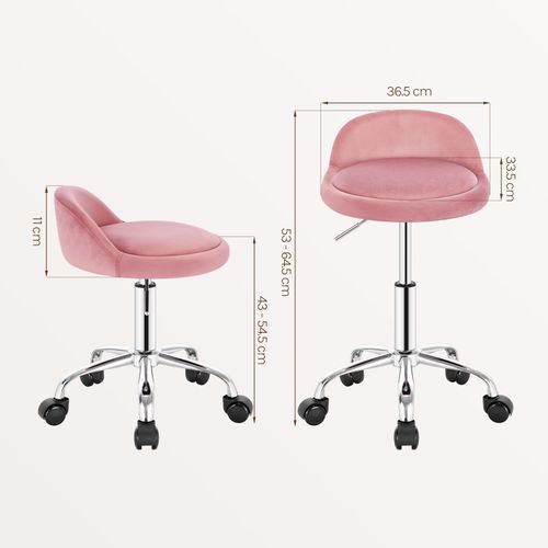 Tabouret De Bureau Avec Dossier-Chaise D'ordinateur à Roulettes- 43-54-5cm-Rose