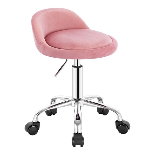 Tabouret De Bureau Avec Dossier-Chaise D'ordinateur à Roulettes- 43-54-5cm-Rose
