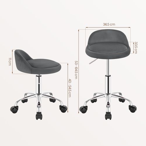 Tabouret De Bureau Avec Dossier - Chaise D'ordinateur à Roulettes - 43-54-5cm-Gris Foncé