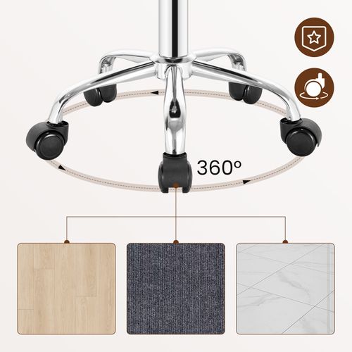 Tabouret De Bureau Avec Dossier - Chaise D'ordinateur à Roulettes - 43-54-5cm-Gris Foncé