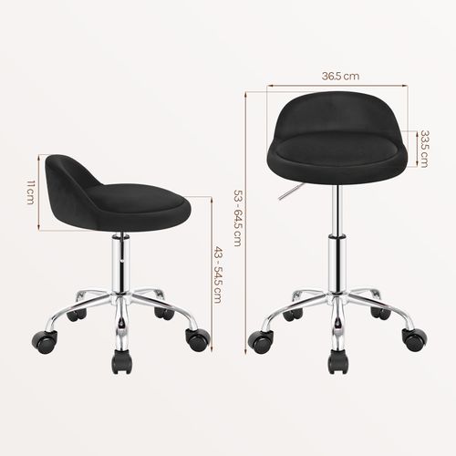 Tabouret De Bureau Avec Dossier- Chaise D'ordinateur à Roulettes- 43-54-5cm-noir