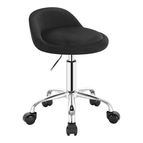 Tabouret De Bureau Avec Dossier- Chaise D'ordinateur à Roulettes- 43-54-5cm-noir