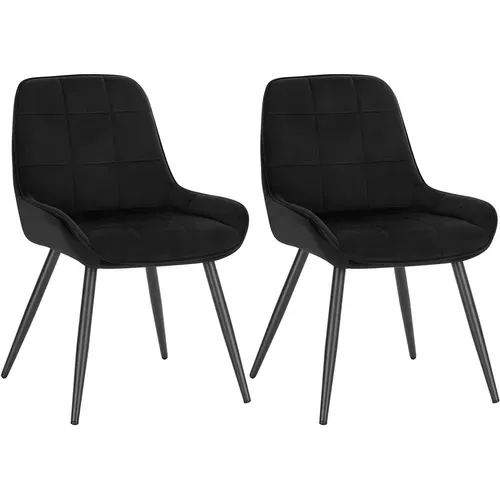 Lot De 2 Chaises De Salle à Manger. Chaises Relaxantes En Velours. Ergonomiques Avec Dossier. Noir
