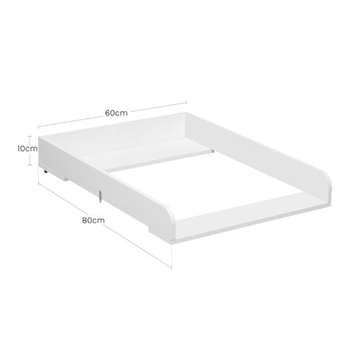 Plan à Langer Plateau. Table à Langer Pour Commode En Mdf. 60x10.5x80 Cm. Blanc