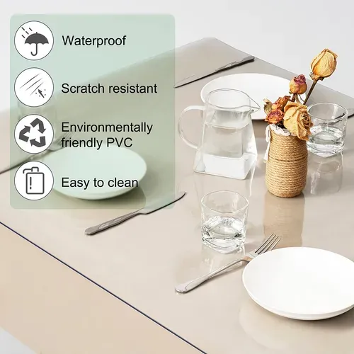 Nappe 2mm Imperméable Transparente 100x200 Cm. Rectangulaire Nappe De Table En Pvc.