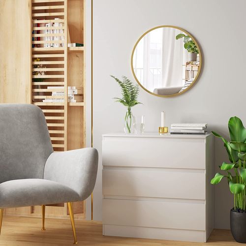Miroir Rond Mural.cadre En Métal.miroir Décoratif Pour Salle De Bain/chambre/salon/couloir.60x60cm