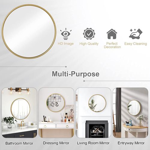 Miroir Rond Mural.cadre En Métal.miroir Décoratif Pour Salle De Bain/chambre/salon/couloir.60x60cm