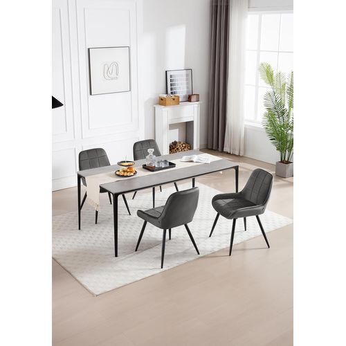 Lot De 6 Chaises De Salle à Manger. Chaises Relaxantes En Velours Avec Dossier. Gris Foncé