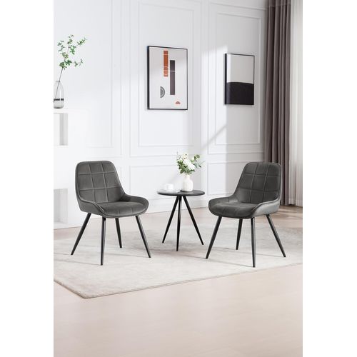 Lot De 6 Chaises De Salle à Manger. Chaises Relaxantes En Velours Avec Dossier. Gris Foncé