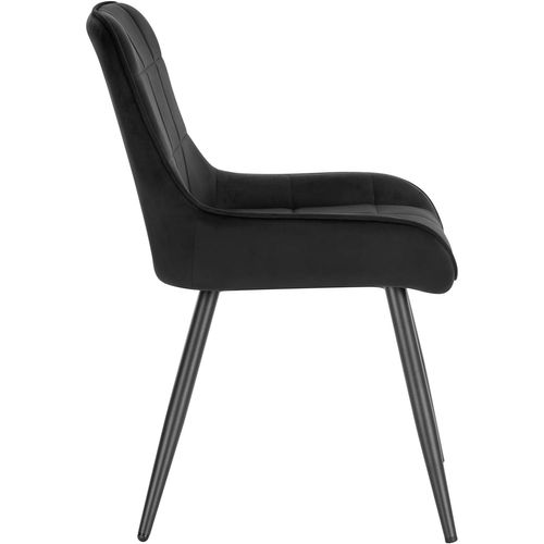Lot De 6 Chaises De Salle à Manger. Chaises Relaxantes En Velours. Ergonomiques Avec Dossier. Noir