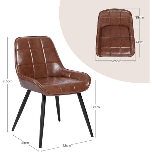 Lot De 6 Chaises De Salle à Manger. Chaises Relaxantes En Similicuir Avec Dossier. Marron