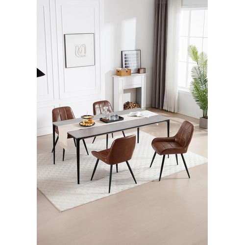 Lot De 6 Chaises De Salle à Manger. Chaises Relaxantes En Similicuir Avec Dossier. Marron