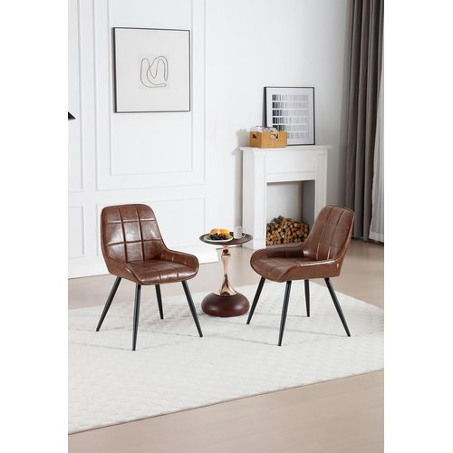 Lot De 6 Chaises De Salle à Manger. Chaises Relaxantes En Similicuir Avec Dossier. Marron