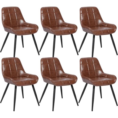Lot De 6 Chaises De Salle à Manger. Chaises Relaxantes En Similicuir Avec Dossier. Marron