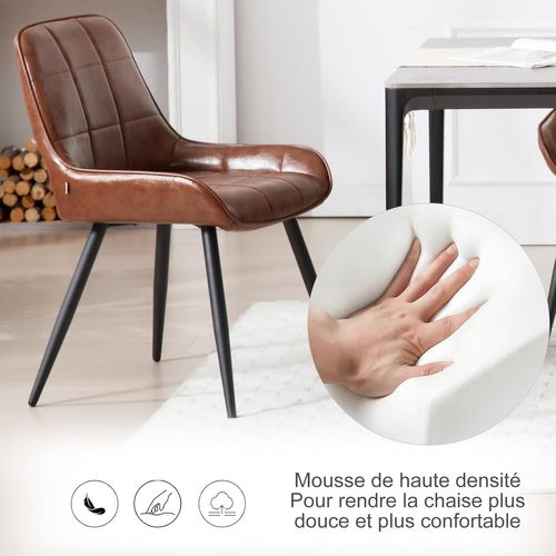 Lot De 6 Chaises De Salle à Manger. Chaises Relaxantes En Similicuir Avec Dossier. Marron