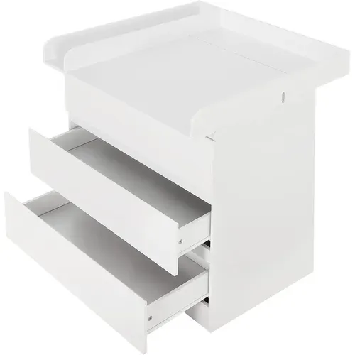 Table à Langer Bébé. Plan à Langer Avec 3 Tiroirs Meuble Enfant En Bois D’ingénierie + Mdf. Blanc