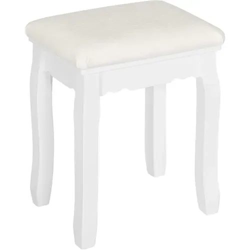 Tabouret Coiffeuse Blanc. Chaise De Maquillage En Velours. Pouf Banc Piano. 38x28.5x45cm