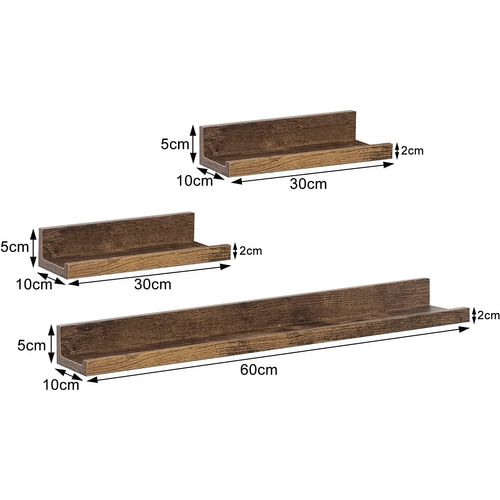Lot De 3 Étagère Murale. Étagère De Rangement En Mdf Pour Saloncuisine Chambre Bureau.Marron Vintage