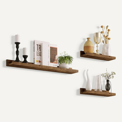 Lot De 3 Étagère Murale. Étagère De Rangement En Mdf Pour Saloncuisine Chambre Bureau.Marron Vintage