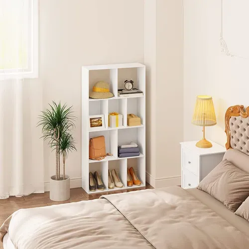 Étagère Rangement à 4 Niveaux Avec 10 Compartiments.bibliothèque En Bois.60x20x120 Cm.blanc