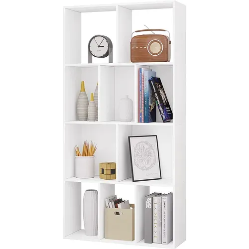 Étagère Rangement à 4 Niveaux Avec 10 Compartiments.bibliothèque En Bois.60x20x120 Cm.blanc