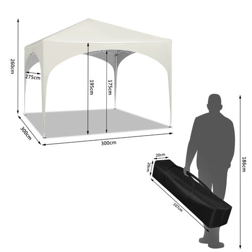 Tonnelle De Jardin-tente De Fête Avec Toit En Demi-cercle-pliable Imperméable-3x3m Beige