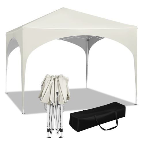 Tonnelle De Jardin-tente De Fête Avec Toit En Demi-cercle-pliable Imperméable-3x3m Beige
