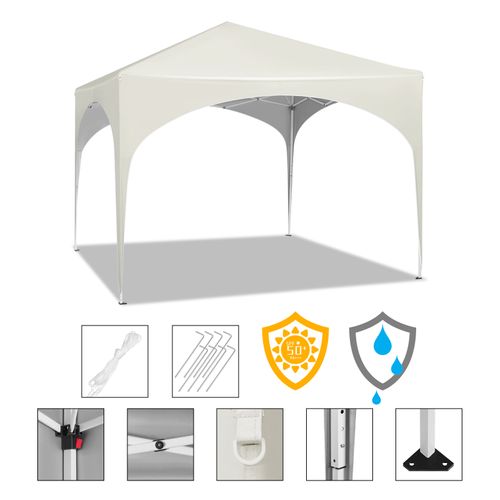 Tonnelle De Jardin-tente De Fête Avec Toit En Demi-cercle-pliable Imperméable-3x3m Beige