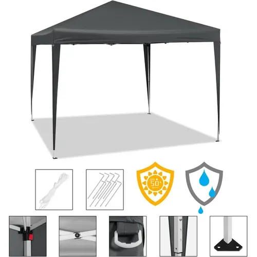 Tonnelle De Jardin-tente Pliante-protection Du Soleil Uv 50+hauteur Réglable 3x3m-anthracite