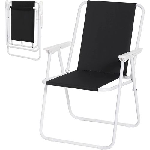 Chaise De Camping Pliante-chaise Pliable Légère L'extérieur-chaise De Pêche Avec Accoudoirs-noir
