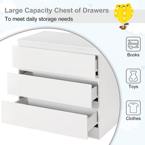 Table À Langer Bébé. Plan À Langer Avec 3 Tiroirs Meuble Enfant En Bois D’ingénierie+Mdf. Blanc