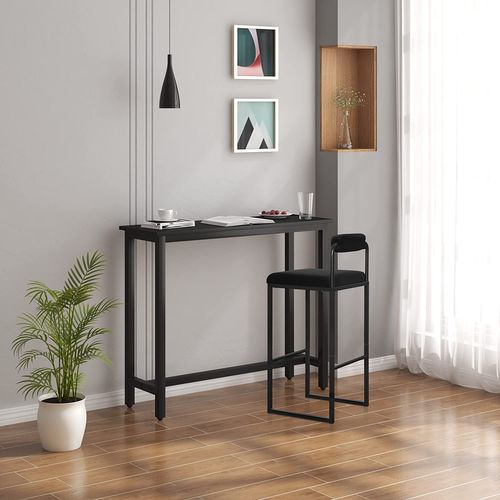 Lot De 4 Tabourets De Bar En Velours Et Métal-Chaise Haute Bar-Design Moderne-Noir