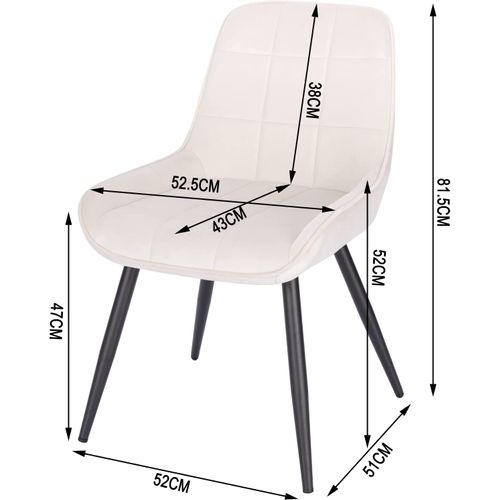 4x Chaises De Salle à Manger-Chaises Relaxantes En Velours-Ergonomiques Avec Dossier-Crème Blanc