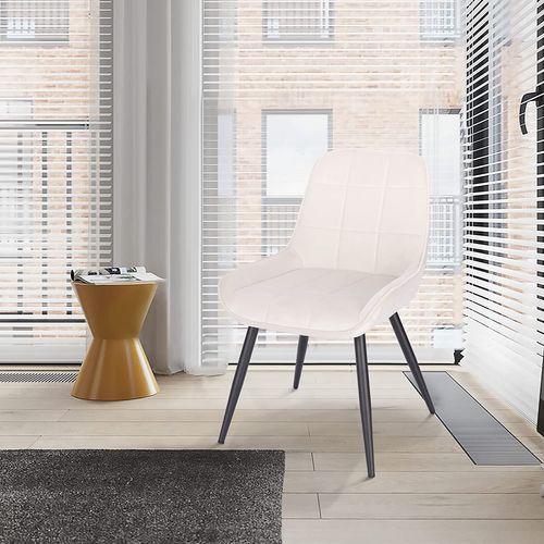 4x Chaises De Salle à Manger-Chaises Relaxantes En Velours-Ergonomiques Avec Dossier-Crème Blanc