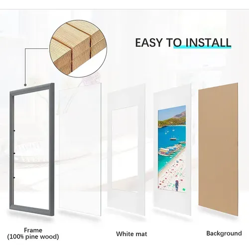 3 Pièces Cadre De Photo En Bois. Artos Style Façade En Verre.30x40 Cm.gris