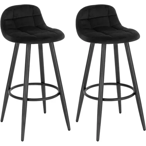 Lot De 2 Tabourets De Bar Modernes.Chaise De Cuisine Haute En Velours+Métal.Hauteur D'assise.Noir