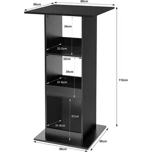 Table De Bar Carrée Avec 3 Étagères. Petite Table De Cuisine. Meuble D’appoint. 60x60x112cm.noir
