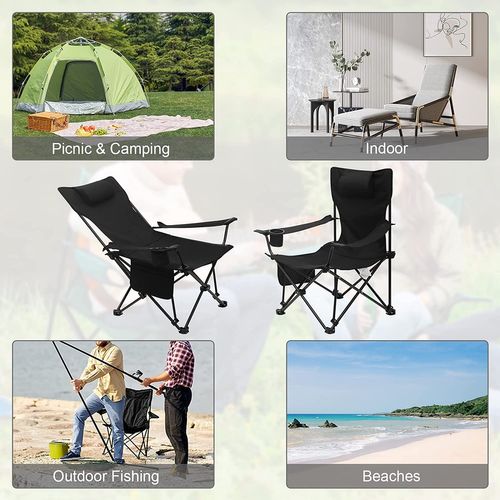 WOLTU Chaise de Camping,avec Appui-tête, Porte-gobelet, Poche de