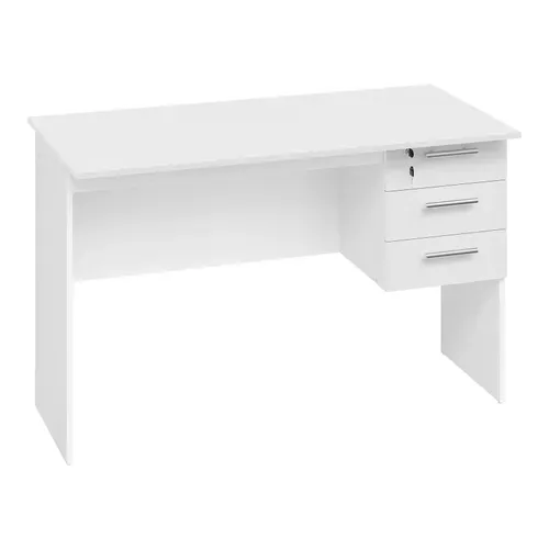 Table De Bureau. Bureau D'ordinateur. Table De Travail PC Avec 3 Tiroirs+Verrou. 120x59x75cm. Blanc