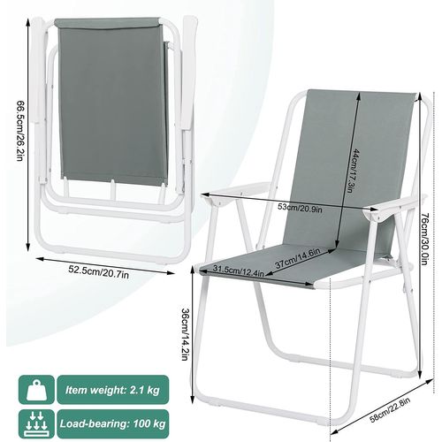 Lot De 2 Chaises De Camping Pliante Avec Dossier Portables Et Légères-chaise De Pêche-gris Foncé