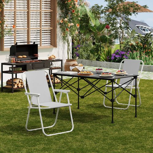 Lot De 2 Chaises De Camping Pliante Avec Dossier Portables Et Légères-chaise De Pêche-gris Foncé