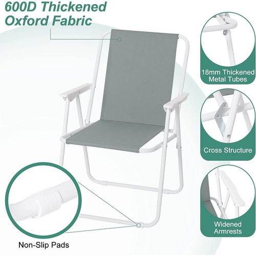 Lot De 2 Chaises De Camping Pliante Avec Dossier Portables Et Légères-chaise De Pêche-gris Foncé