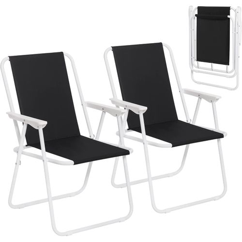 Lot De 2 Chaise De Camping Pliante-chaise Pliable Légère L'extérieur-chaise De Pêche-noir