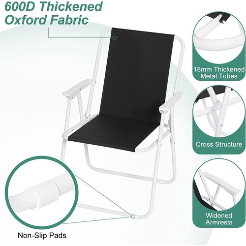 Lot De 2 Chaise De Camping Pliante-chaise Pliable Légère L'extérieur-chaise De Pêche-noir