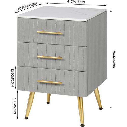 Lot De 2 Table De Chevet En Velours. Table De Nuit. Commode De Rangement En Mdf. 40.5x41x60 Cm. Gris