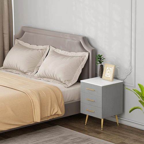 Lot De 2 Table De Chevet En Velours. Table De Nuit. Commode De Rangement En Mdf. 40.5x41x60 Cm. Gris