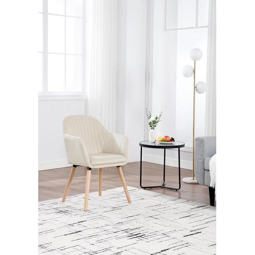 2x Chaises De Salle à Manger En Velours-Chaise Pour Cuisine-Salon/Café-Pieds En Bois Massif-Crème