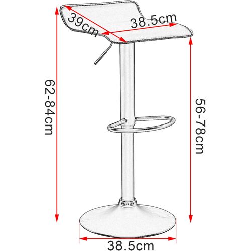 2x Tabourets De Bar - Chaise De Bar Réglable En Hauteur - Rotatif à 360 Dégrées - Noir