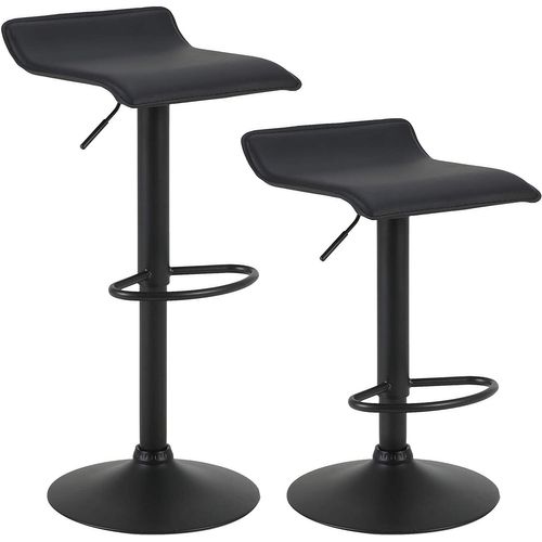 2x Tabourets De Bar - Chaise De Bar Réglable En Hauteur - Rotatif à 360 Dégrées - Noir