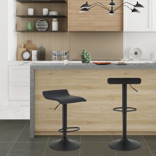 2x Tabourets De Bar - Chaise De Bar Réglable En Hauteur - Rotatif à 360 Dégrées - Noir